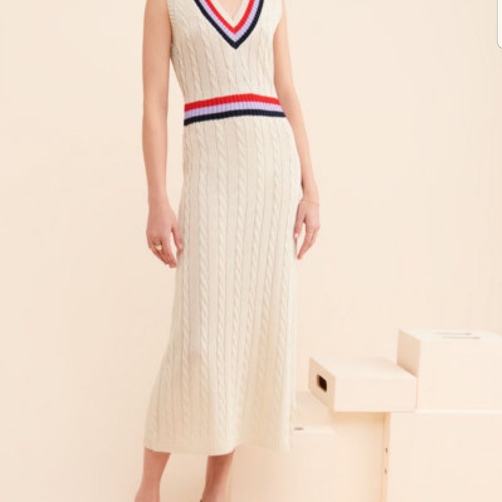 Blue and Red Contrast Sweater Dress